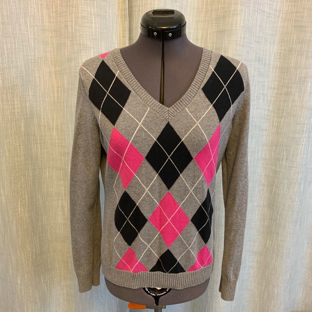 IZOD S/P Pink Argyle Sweater